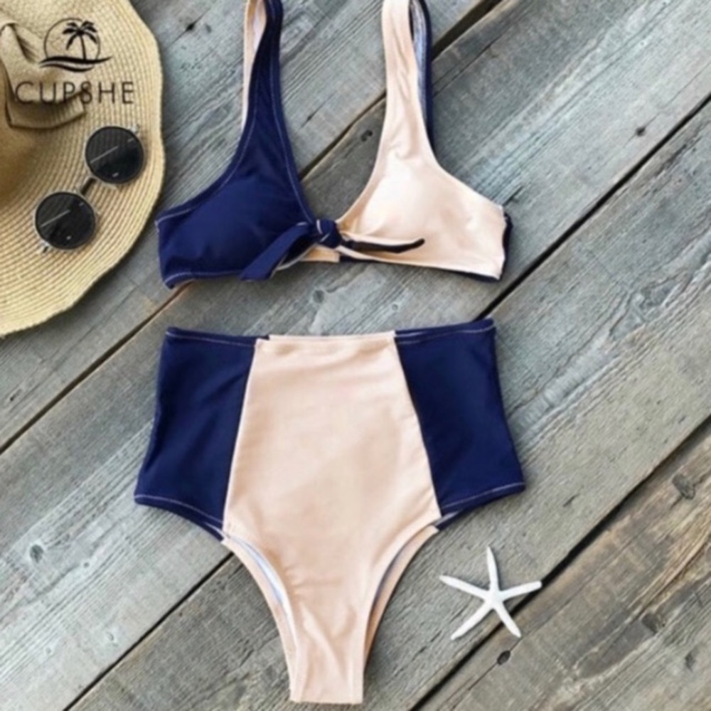 Cupshe Highwaist Cheeky Colorblock Bikini Medium